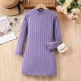 thumbnail image 6 of Tdoqot Girls Ribbed Shirt Dresses- Long Sleeve Soft Knit Casual Fall Midi Dresses Purple Size 6-12, 6 of 8