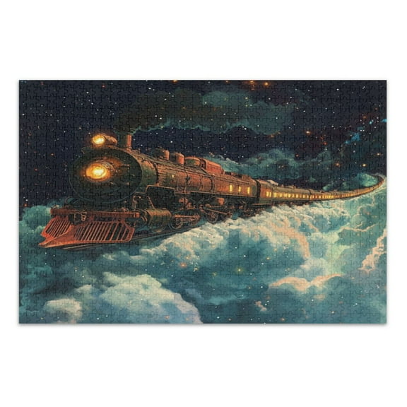 WOBOGO The Train Travels in Space Jigsaw Puzzle Challenge 500 Piece Jigsaw Suitable for Game Night Finished Size 20.5 x 14.9in