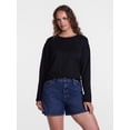 thumbnail image 2 of Scenario Women's Relaxed Slub Tee with Long Sleeves, Sizes XS-XXXL, 2 of 6