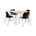 thumbnail image 2 of KFI Dailey 42in Square Dining Set - Natural Table - Black Chairs, 2 of 3