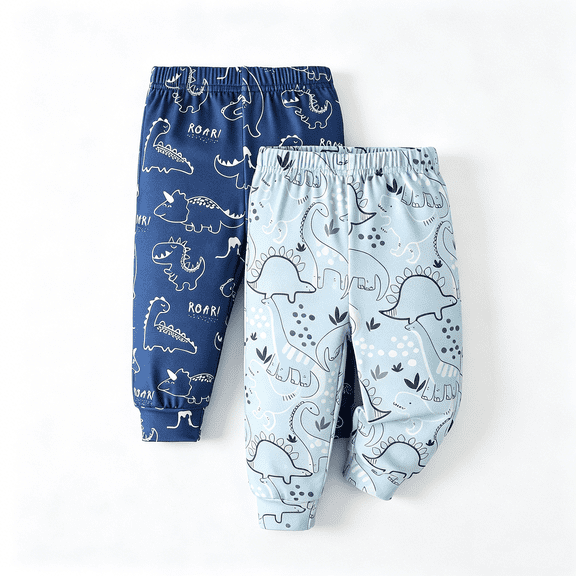 2-Pack Baby Boys Jogger Pants Soft Stretch Cotton Solid Color Elastic Waist Casual Bottoms Black,Gray,Green,Navy,Cream.Size 6M-4Y