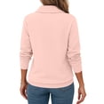thumbnail image 4 of Women Casual Long Sleeve Pullover Top Asymmetric Zipper Turtleneck Loose Fit Solid Color Soft Warm Daily Wear Fashion Ladies Sweatshirt Pink S, 4 of 6