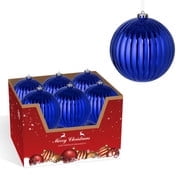12PK 6" Shatterproof Christmas Ball Ornaments, Solid Blue Festive Decor with Glossy Finish, Xmas Tree Ornaments for Holiday Home Party