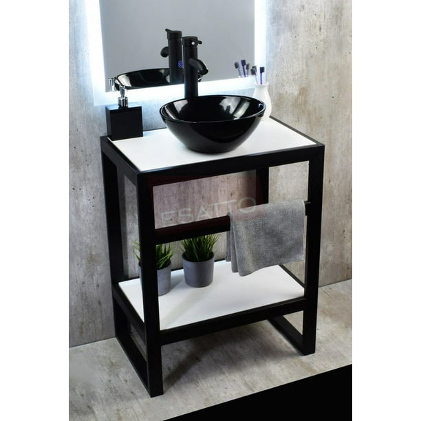 Esatto® Mueble Para Baño Con Lavabo Llave Y Desagües Tec Nero N ESATTO MUEBLE PARA BAÑO