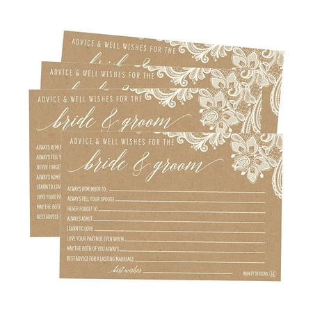 50 4x6 Kraft Rustic Wedding Advice & Well Wishes For The Bride and Groom Cards, Reception Wishing Guest Book Alternative, Bridal Shower Games Note Card Marriage Best Advice Bride To Be or For Mr & (Business Card Design Best)