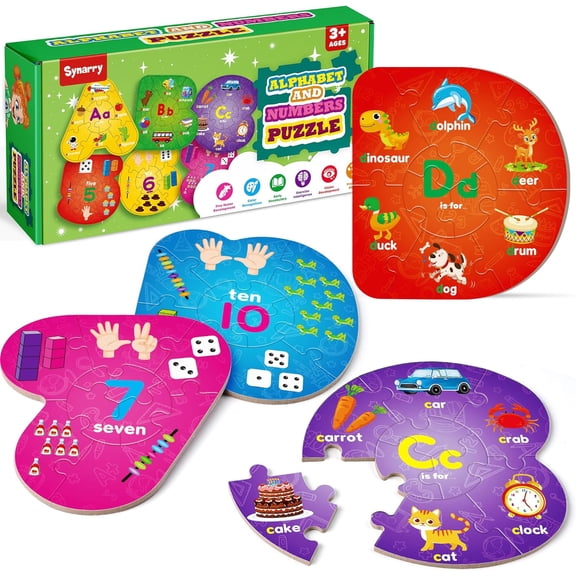 SYNARRY Number and Alphabet Puzzles for Kids Ages 3-5, ABC Learning for Toddlers Ages 3 , Preschool Activities Letter Puzzles Montessori Educational Toys Gifts for 4 5 6 7 8 Year Old Boys Girls