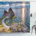 thumbnail image 1 of Ambesonne Travel Shower Curtain, Shaman Rock Russia, 69"Wx84"L, Green Brown Blue, 1 of 3