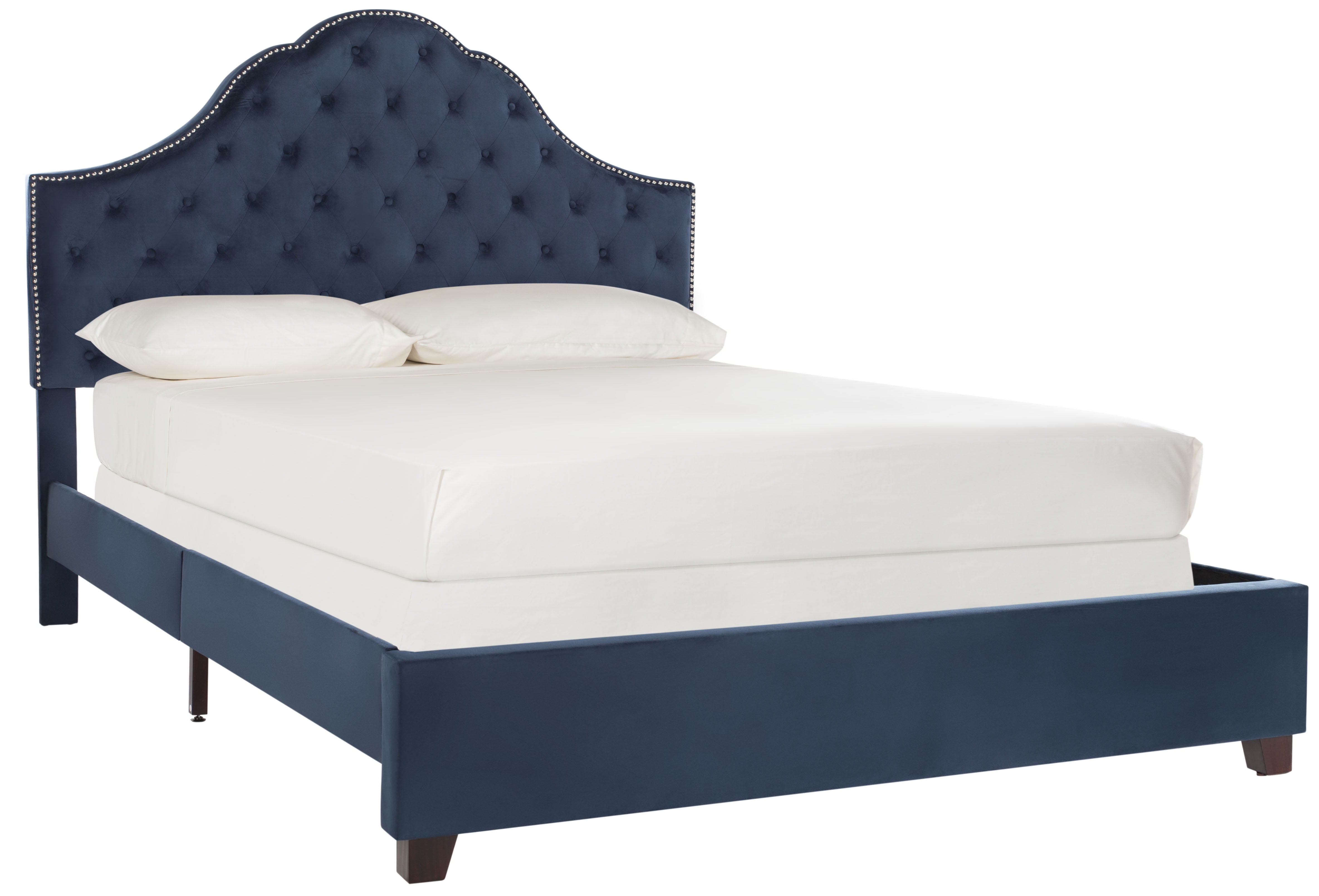 SAFAVIEH Beckham Modern Glam Tufted Headboard with Nail Heads, Full, Navy