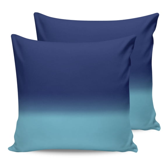 Outdoor Waterproof Throw Pillow Covers Set of 2 Blue Ombre Decorative Pillowcases Square Outdoor Pillows Cushion Case 18x18 Inch Gradient Gradual Color Patio Pillows for Couch Sofa Bed Garden