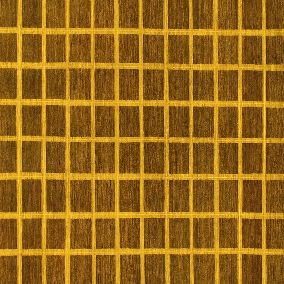 Ahgly Company Machine Washable Indoor Square Checkered Yellow Modern Area Rugs, 5' Square