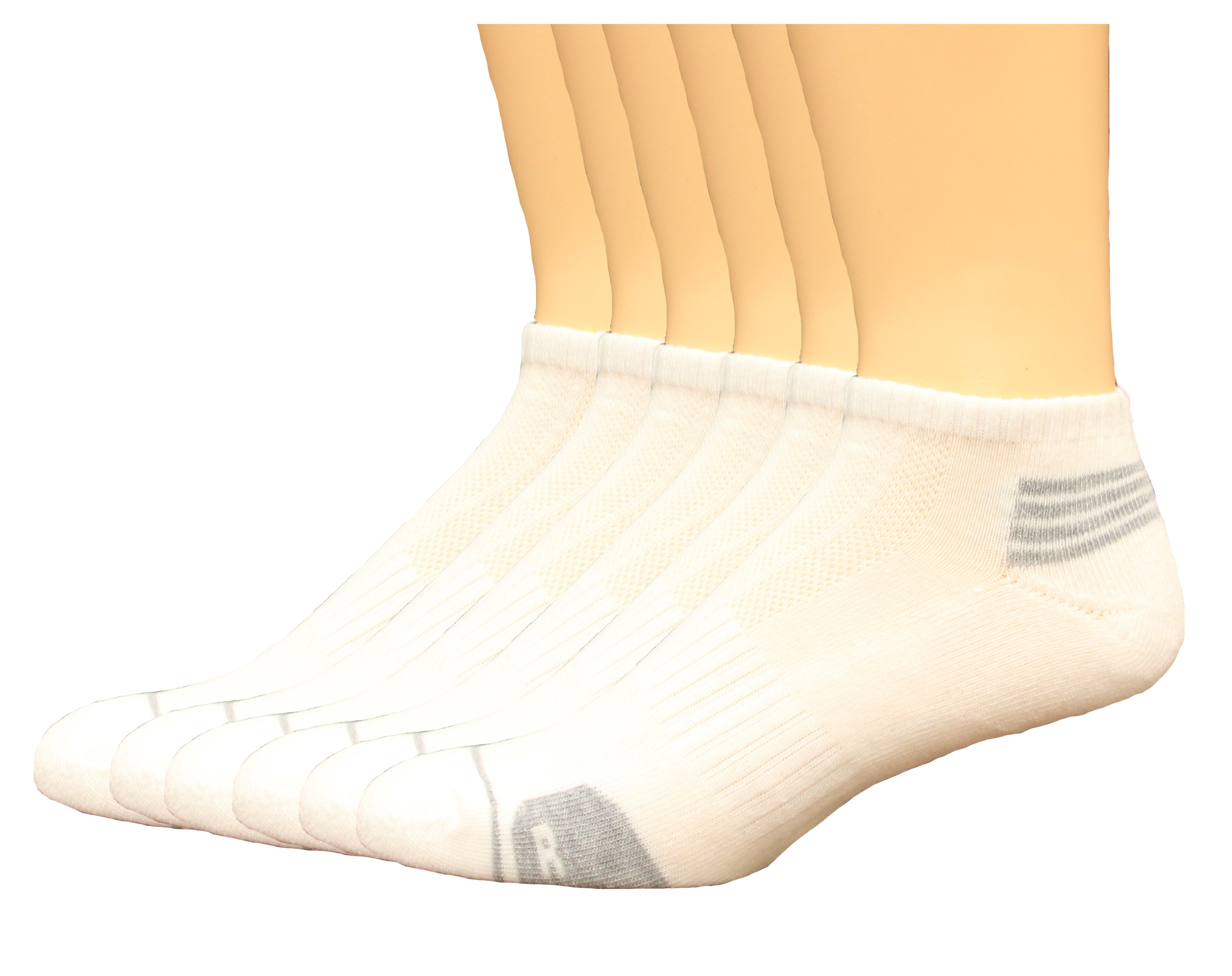 Lee Men's No Show Antimicrobial & Odor Control Socks 6 Pair, White, Men