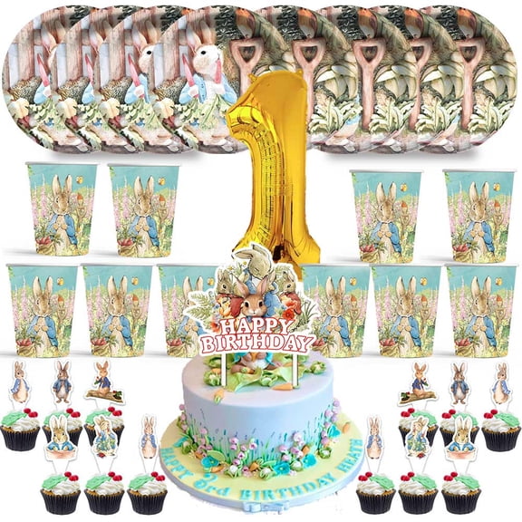 Peter Rabbit Birthday 1st Cups Party Supplies Plates Fans Decorations Cake Topper Decor