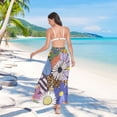 thumbnail image 7 of FORMRS Womens Long Sarong Beach Wrap Semi-Sheer Bikini Skirt Bathing Swimsuit Cover Up, Blue Floral, 7 of 7