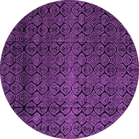 Ahgly Company Indoor Round Abstract Purple Modern Area Rugs, 3' Round