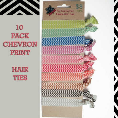 10 Hairties Chevron Print Elastic Printed White Mix Colors