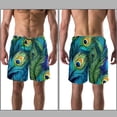 thumbnail image 3 of luoweisi Men's Beach Shorts Quick Dry Swim Trunks with Mesh Lining Peacock Feather XL, 3 of 5