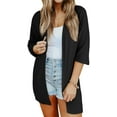 thumbnail image 2 of QWZNDZGR Women's Cardigans Casual 3/4 Short Sleeve Open Front Waffle Knit Lightweight Kimonos Cardigan Sweaters for Women, 2 of 8