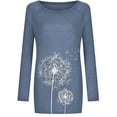 thumbnail image 3 of Top túnica de manga larga para mujer, blusa con estampado Floral de diente de león, camisetas casuales, camisetas, 3 of 4