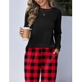 thumbnail image 4 of Ekouaer 2 Pack Womens Pajama Set Soft Pjs Long Sleeve Top With Jogger Pants Lounge Sets Sleepwear Loungewear with Pockets, 4 of 6