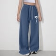 thumbnail image 5 of Nekdswn Girls Wide Leg Sweatpants Bow Print Baggy Athletic Pants with Pockets Teen Grils Fleece Lined Drawstring Waist Sweat Pants, 5 of 8