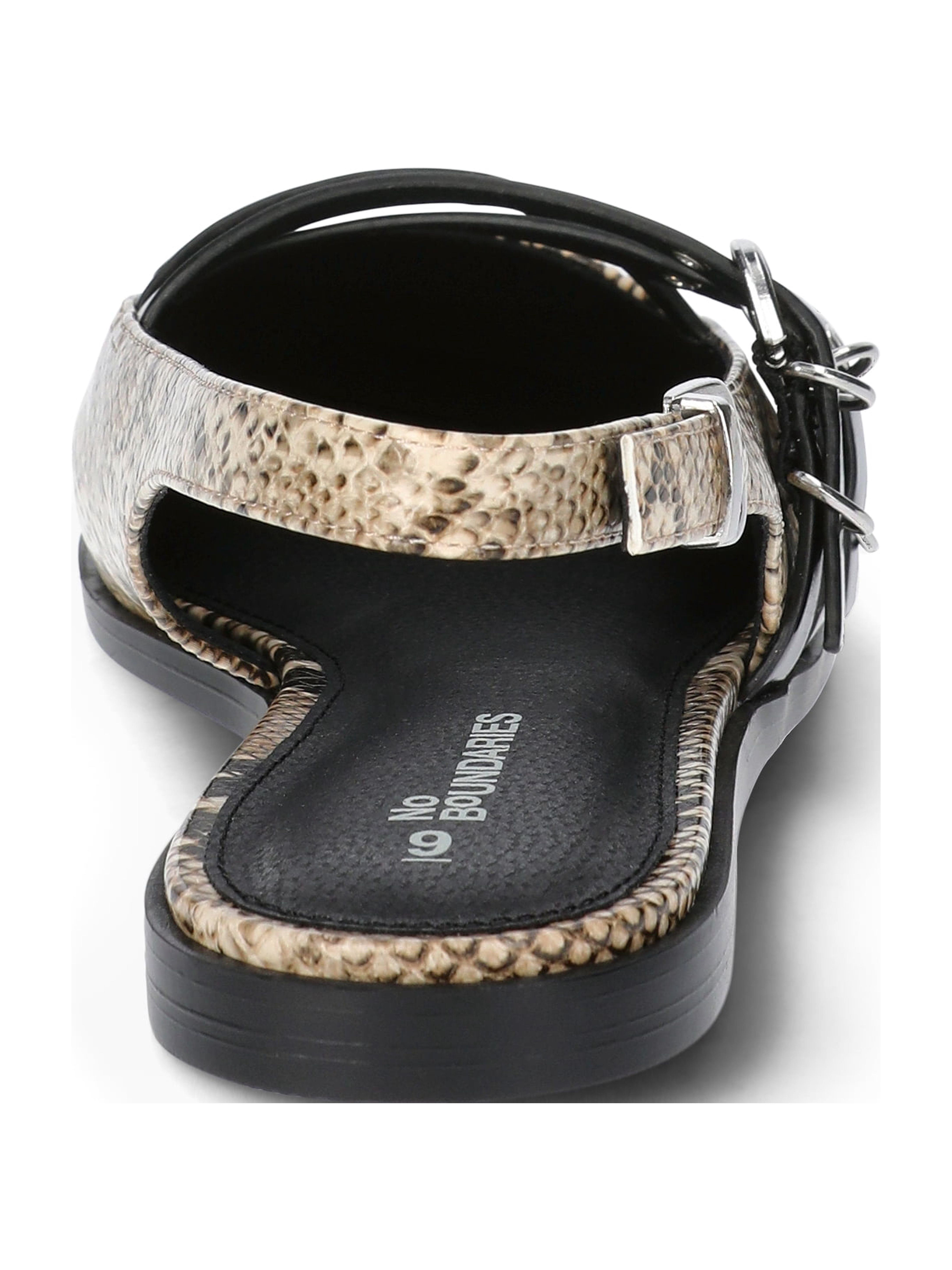 No Boundaries Women's Faux Leather Strappy Moto Flats