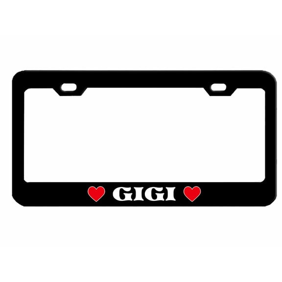 Gigi Style Metal License Plate Frame Personalized/Car Accessories Car Tag Holder Cover (Black/White)