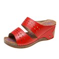 thumbnail image 1 of Fun & Vibrant Platform Slip On Sandal With Ridged Bottom & Beautifully Scalloped Straps Perfect Summer Beach Shoes, 1 of 5
