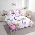 thumbnail image 3 of Homewish Flower Monogrammed C Bedding Comforter Set 7pcs for Kids, Cartoon Butterfly King Bedding Sets, Purple Initial Letter Reversible Bed Sheets, Breathable Home Decor, 3 of 7