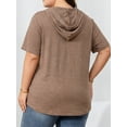 thumbnail image 2 of Cuteduck Plus Size Hoodies for Women Short Sleeve V Neck Pullover Drawstring Tops Loose Fit Casual Sweatshirts 1X-5X, 2 of 9