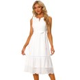 thumbnail image 1 of Vestidos de ganchillo con cuello en V para mujer, sin mangas, en la playa, de verano, con gradas blanco S, 1 of 6