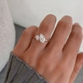 thumbnail image 2 of Cora Jewellery Unique Two stone Pear Moissanite Toi Et Moi Engagement Ring For Women, 14K Rose Gold, 2 of 6