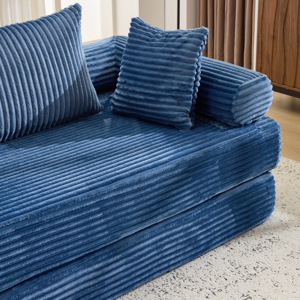 Ktaxon Convertible Sofa Bed, Pull-Out Sleeper Loveseat Couch with Oversized Back Pillow, Ideal for Living Room or Guest Use Navy Blue