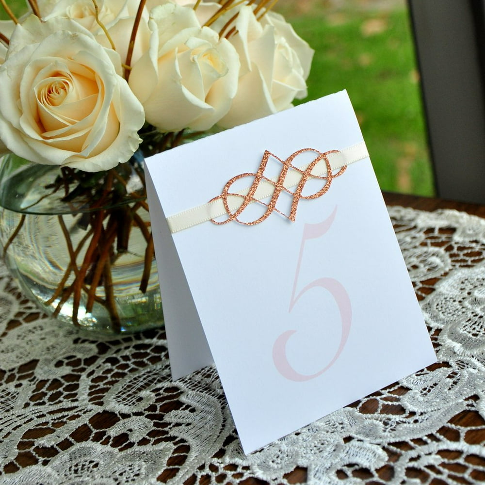 Elegant Table Numbers. Blush Wedding Decorations. Rose