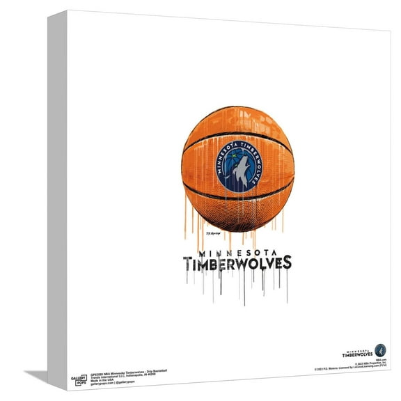 Gallery Pops NBA Minnesota Timberwolves - Drip Basketball Canvas Wall Art, Unframed Version, 12" x 12"