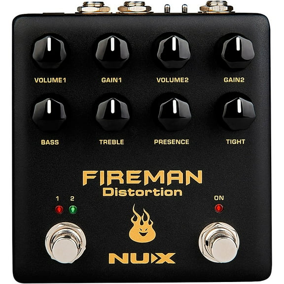 NUX Fireman Distortion Effect Pedal Dual Channel Brown Sound