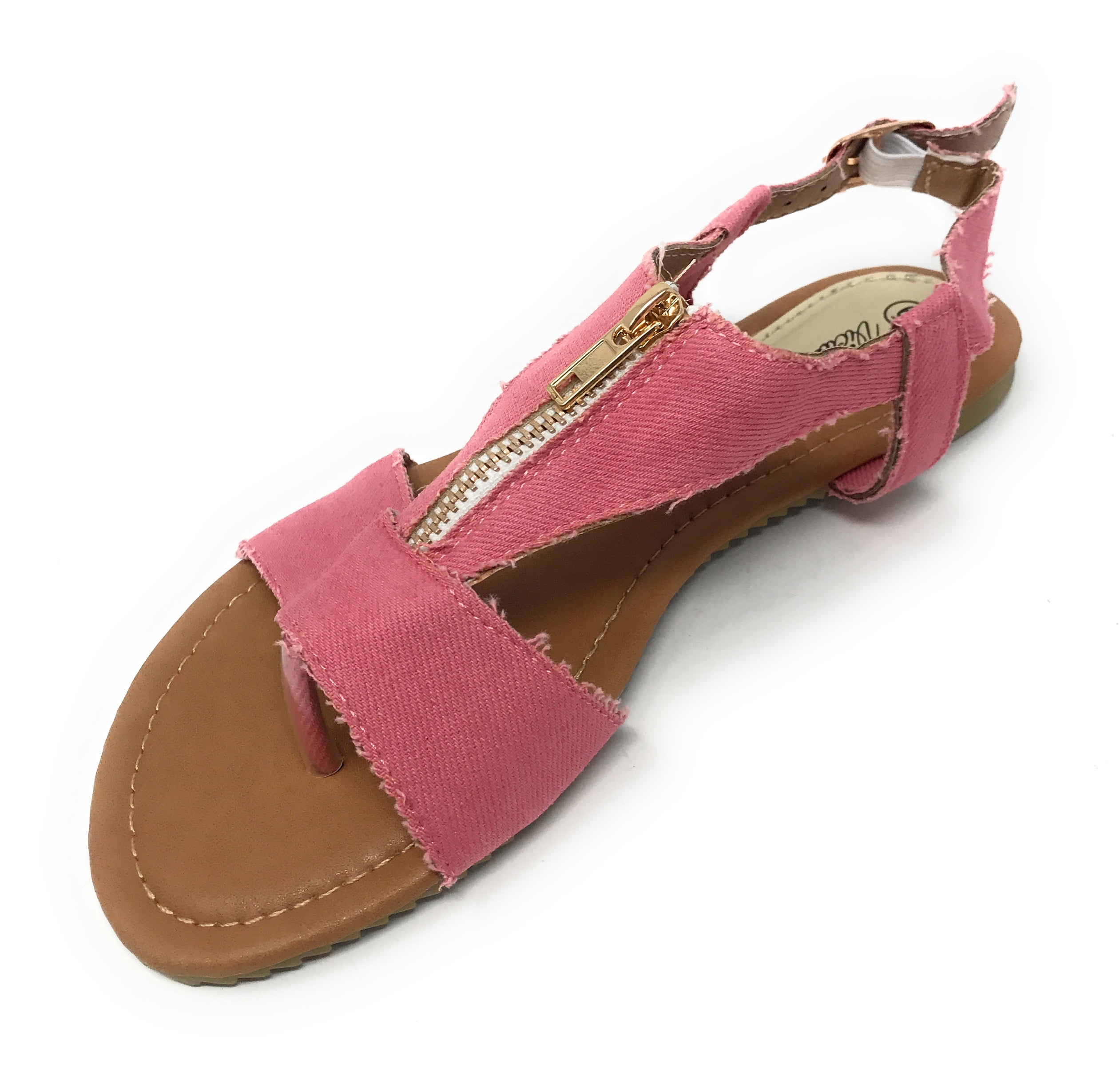 Victoria K Denim Zipper Front Sandals (Women)