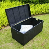 Jeco Inc. Outdoor 70 Gallon Wicker Deck Storage Box