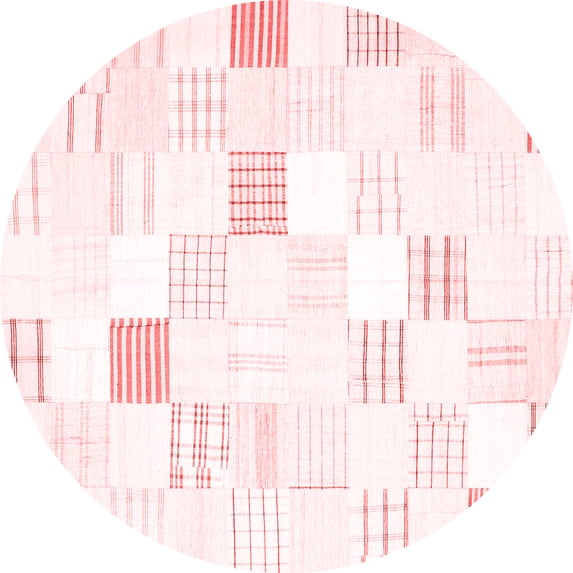 Ahgly Company Indoor Round Solid Red Modern Area Rugs, 6' Round