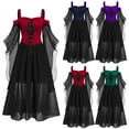 thumbnail image 6 of yoeyez Women's Gothic Witch Dress Cold Shoulder Butterfly Sleeve Irregular Dress Wedding Guest Medieval Vampire Costume Plus Size Cosplay Party Dress Green,XL, 6 of 6