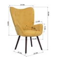 thumbnail image 4 of Velvet Accent Chair, Modern Upholstered Side Armchair with Wood Legs, Tufted Button Wingback Sofa Chairs Tall Back Reading Chair for Living Room, Bedroom, Reading Room, Yellow, 4 of 7
