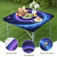 thumbnail image 4 of Blue Purple Tie Dye Mandala Pattern Square Fitted Tablecloth with Elastic Edge,Square Table Cover,Washable Elastic Table Cover for Home Kitchen Party Decor 34"x34", 4 of 6
