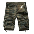 thumbnail image 2 of Pxiakgy mens shorts Men's Fit Multi-Pocket Casual Plaid Beach Short Lightweight Cargo Work Outdoor Cotton Sports Shorts Men Casual Shorts Army Green + 34, 2 of 9