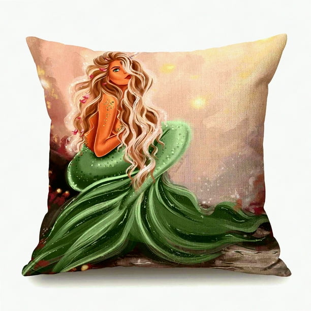 Mermaid Hair Sunlight Pillowcase Decorative Outdoor Cushion Cover for Couch Sofa 18 x 18 Inches Throw Pillow Case Gorgeous Girl Design Walmart