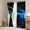 thumbnail image 3 of Castle Fairy Neon Sports Car Black Out Curtains for Teens, Light Trail Race Curtains Pack of 2 (42x63 Each) for Teen Bedroom, Blue Black, 3 of 6