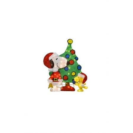32 Peanuts 2d 3 Piece Set Pre Lit Yard Art Decor Santa Snoopy And
