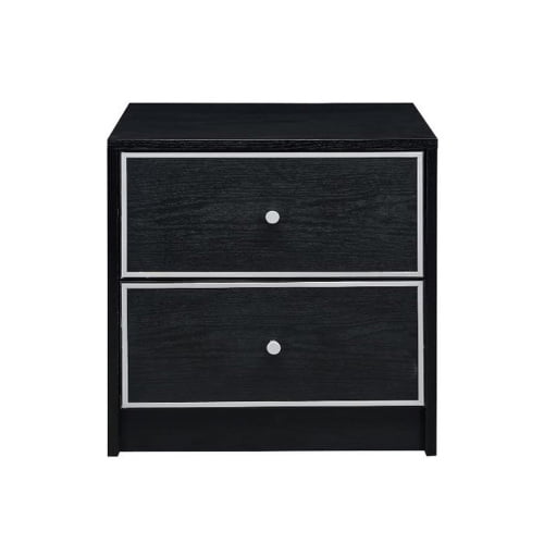 Xukmct 2 Drawers Beside Table Wood Nightstand for Living Room, Bedroom, Black
