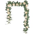 thumbnail image 3 of Paquete de 2 guirnaldas de rosas artificiales de té con hojas de hiedra, flores artificiales de rosas de simulación para colgar en el hogar, jardín (champán), 3 of 5