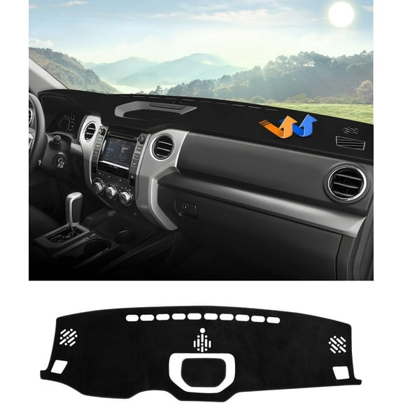 Canvcle Dashboard Cover Mat for 2014-2021 Toyota Tundra Accessories Flannel Dash Mat Sunshade Glare UV Rays Protector