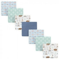 Hudson Baby Infant Boy Cotton Flannel Receiving Blankets Bundle, Blue Woodland, One Size