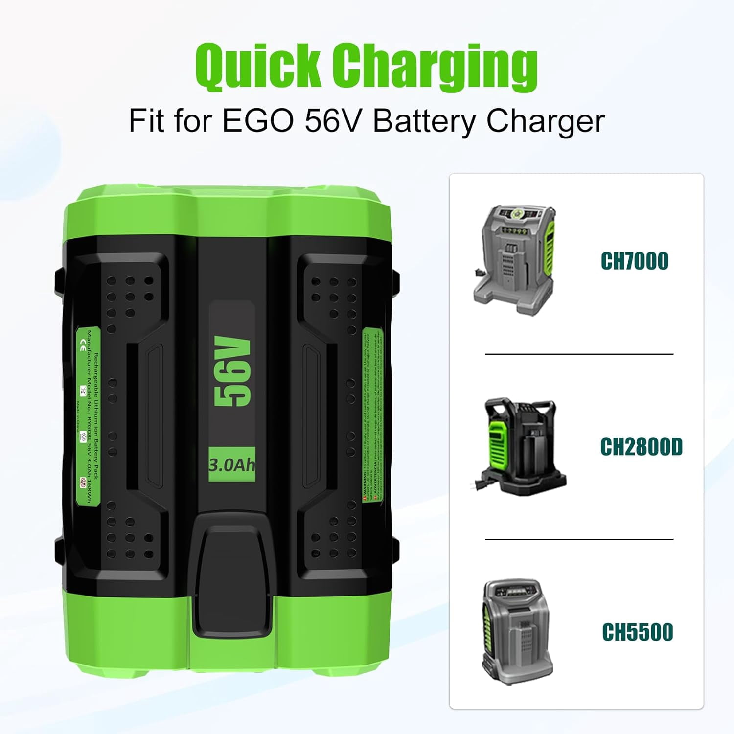 2 Packs 3.0Ah 56V Replacement for EGO 56V BA1400T BA2800 BA1400 BA2800T BA4200 Lithium Ion Battery Compatible with EGO 56V Power Tools CS1604 CS1804 CS1403 LB6504 Tools